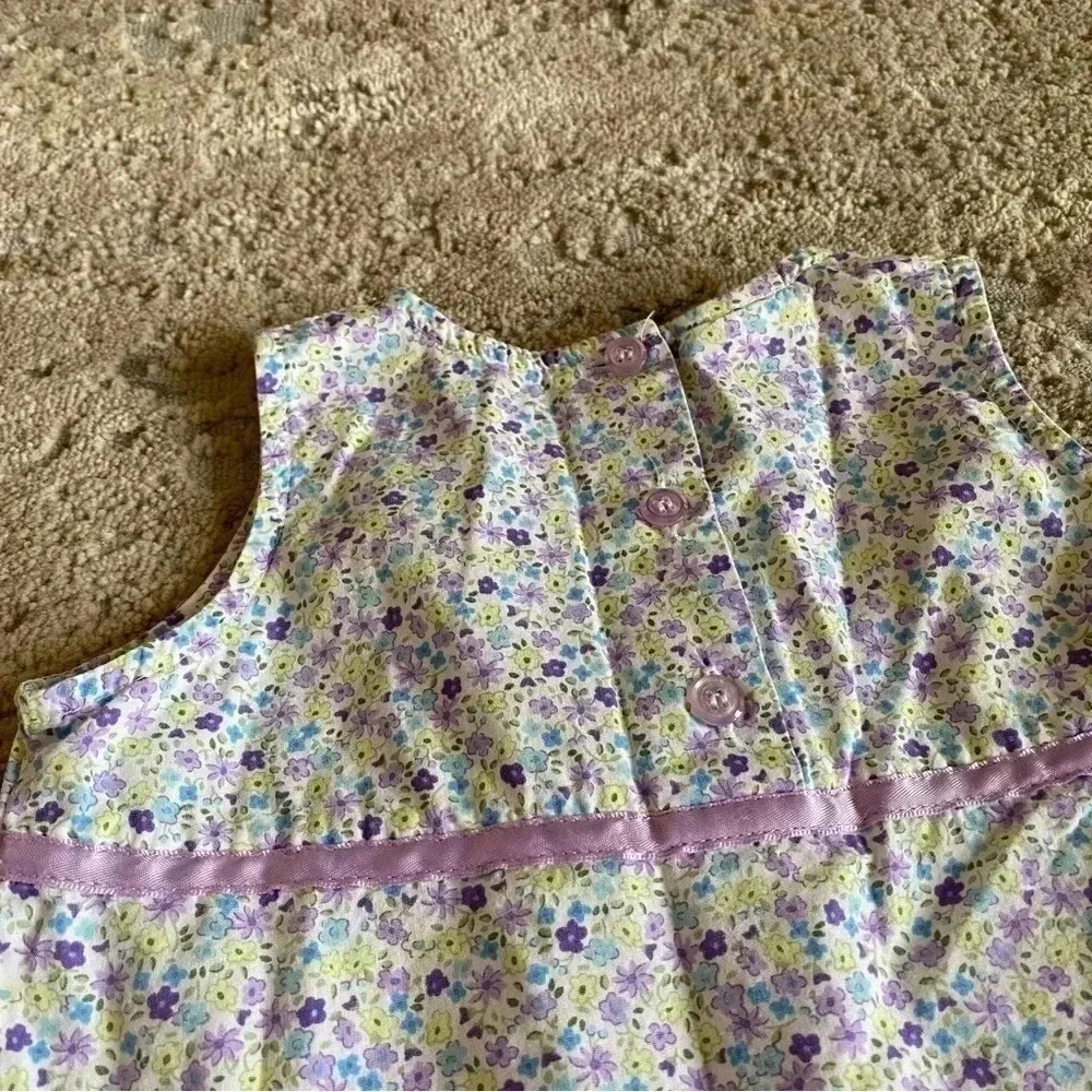 OshKosh B'Gosh Vintage 100% Cotton Floral Sleeveless Girls' Dress Bow: 18mos